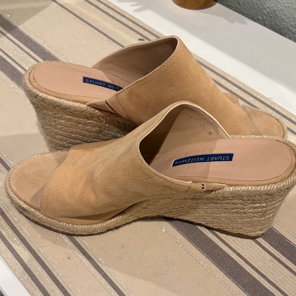 NEW! Stuart Weitzman Beige Espadrille Wedges